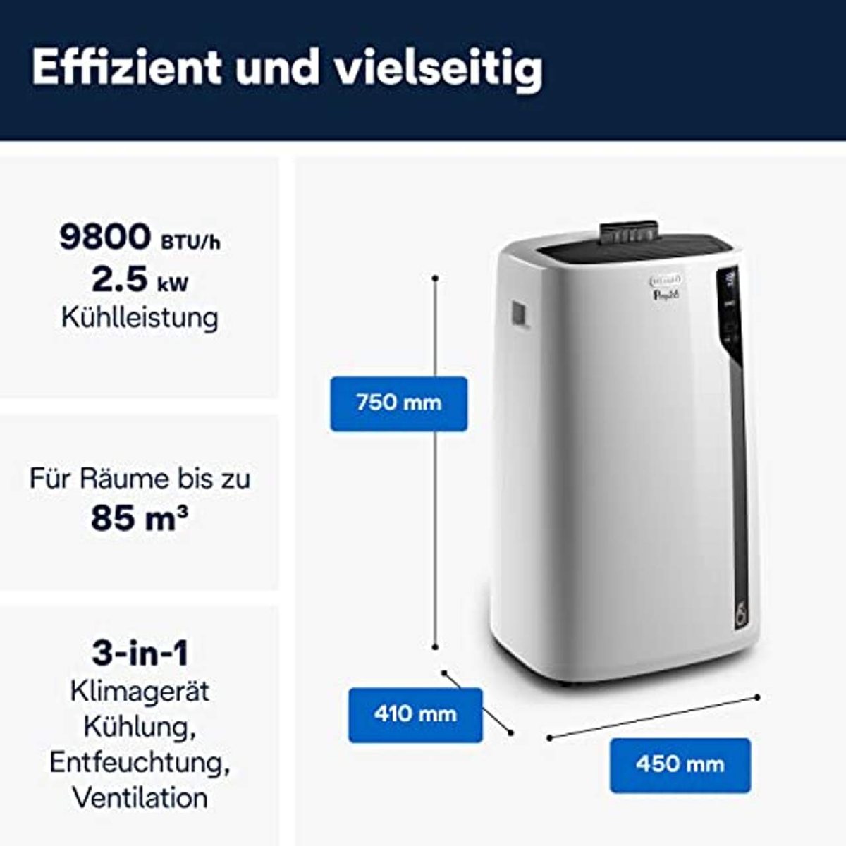 De'Longhi Pinguino PAC EL92 Silent Mobile Klimaanlage 12k BTU Ansicht 3